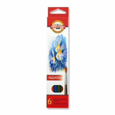 KOH Buntstifte "Fisch" Aquarell Schul- Farbstifte 6er Pack