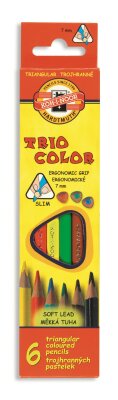 KOH Buntstifte Triocolor Schul- Farbstifte 3,2 mm Mine 6er Pack