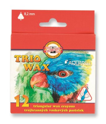 KOH Wachsmalstifte " TRIO WAX - Aquarell " 8,2 mm x 90 mm , 12er Pack