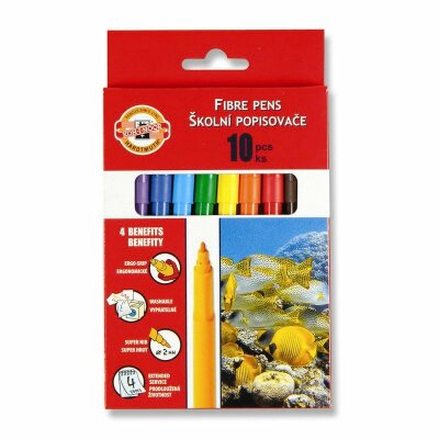 KOH Fasermaler " Fisch " 10er Set mit einer 2 mm Spitze , im Papp- Etui