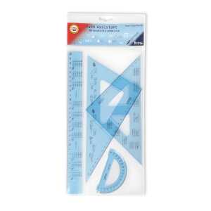 KOH Geometrie - Set 4 Teile 30 cm Lineal transp Blau Druck