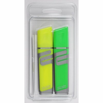 KOH Textmarker - Keilspitze 1 - 5 mm / gummierte Griffzone " Gelb / Grün " , im 2er Pack