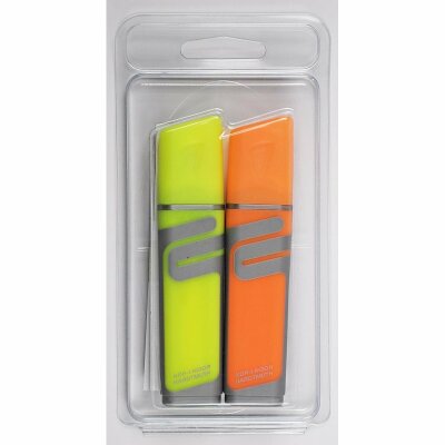 KOH Textmarker - Keilspitze 1 - 5 mm / gummierte Griffzone " Gelb / Orange " , im 2er Pack