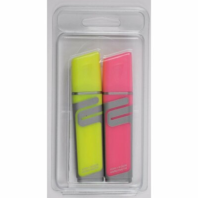 KOH Textmarker - Keilspitze 1 - 5 mm / gummierte Griffzone " Gelb / Pink " , im 2er Pack