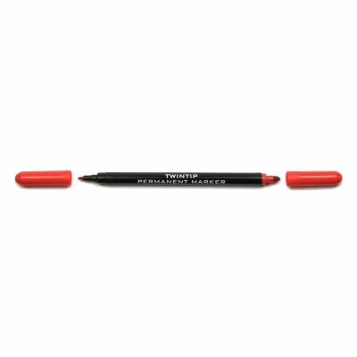 KOH Marker Permanent- Marker " TWIN " Doppelendig - Rot / 1,0 mm + 3,0 mm Rundspitze