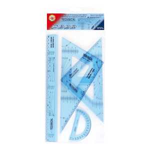 KOH Geometrie - Set 4 Teile 30 cm Lineal Technik transp Blau
