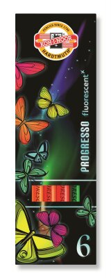 KOH Progresso " Fluorescent " Schul- Vollminenfarbstifte farblich sortiert , im 6er Pack