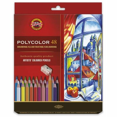 KOH Polycolor- Künstlerfarbstifte 48er Pack inklusive Anspitzer u. 2 Graphitstifte