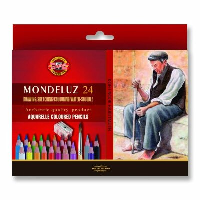 KOH Aquarell- Künstlerfarbstifte 24er Set + Anspitzer und Pinsel - Porträt