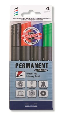 KOH Marker Permanent- Marker 1 - 5 mm Keilspitze   ( 4006 ) , farblich sortiert im 4erPack