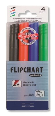 KOH Flipchart- Marker mit einer 1 - 5 mm Keilspitze , im 4er Pack