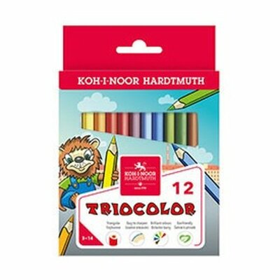 KOH Buntstifte " Triocolor - LION " kurz , Jumbo Schul- Farbstifte 4,2 mm Mine im 12er Pack