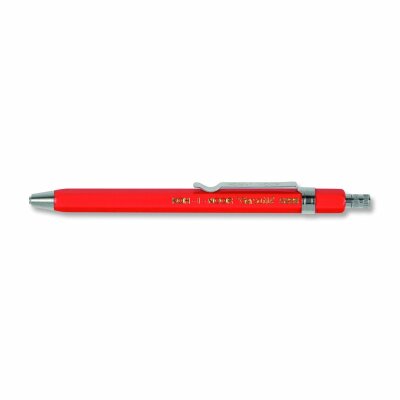 KOH Druckbleistift Metall " Versatil - kurz " 2,0 x 90 mm Mine - Rot - mit Minenspitzer und Clip > 1KK <