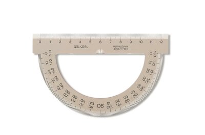 KOH Winkelmesser - Plast 180° - groß / D = 12,5 cm , Transparent Braun