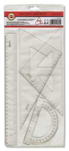 KOH Geometrie - Set 4 Teile 30 cm Lineal Linkshänder transp
