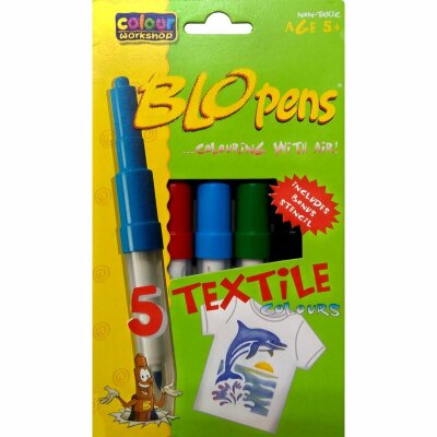 KOH Blo Pen " Textil Farben" 5er Pack inklusive Schablone