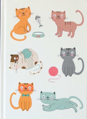 ADINA Notizbuch A5 fester Deckel dotted Katzen Cartoons