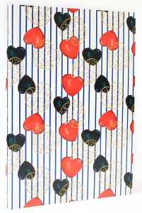 ADINA Notizbuch A4 fester Deckel Lin gepunktet schwarz rote Herzen