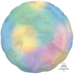 Folienballon holografisch rainbow pastel 43cm rund, Amscan