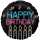 Folienballon Birthday Neon schwarz 43cm rund, Happy Birthday