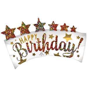 Folienballon Super Shape Banner Happy Birthday!, mit Glitter