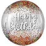 Folienballon Birthday Orbz Sequins, Happy Birthday!