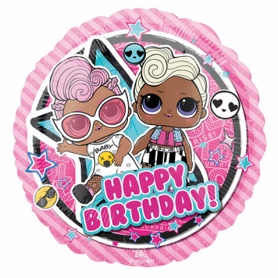 Folienballon Birthday LOL  Glam 43cm rund, Happy Birthday! ab 8 Jahren, Amscan