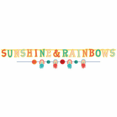 Banner Kit Retro Rainbow  2 Girlanden 150 und 176cm, Sunshine & Rainbows, ab 3 Jahren, Amscan