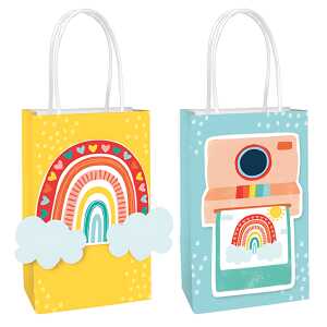 Geschenktüte DIY Retro Rainbow 12,7x20,9x8,2cm, Create your own bag,