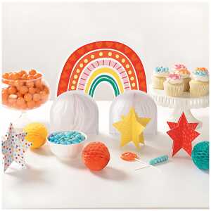 Tischdekoration Retro Rainbow 7 Teile Papier, 33cm, 12,7cm, 12,7cm