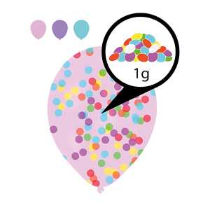 Latexballons 6er Konfettifüllung 27,5cm, mit 1g Papierkonfetti bunt,