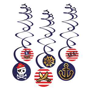 Hängedekoration 6er Pirates Map Spiralen, Amscan