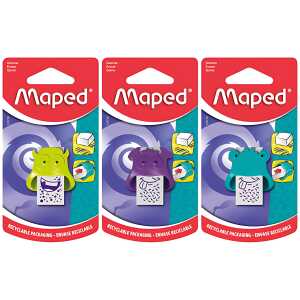 Radierer Monster 3fach sortiert Blister Radierer im Kunststoff-Schuber