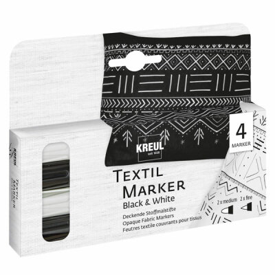 KREUL Textil Marker Opak 4er Set Black & White