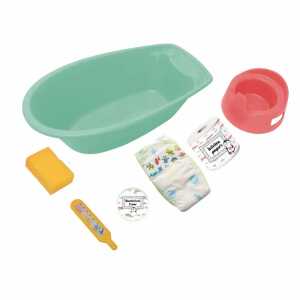 Heless Badewannenset Pinguin mint, Badewanne 40,5 x 23 x 13 cm,