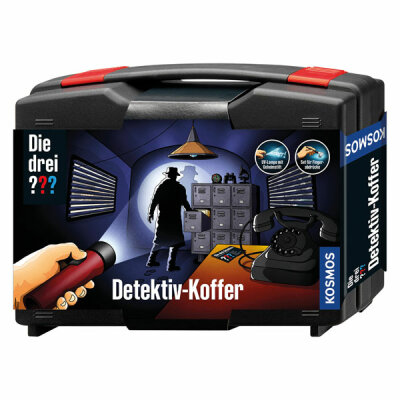 Die drei ???  Detektivkoffer, Detektivausstattung, Koffer für Nachwuchsdetektive,, mit zahlreichen Anregungen für kreative Rollenspiele,, mit UV-Lampe, Lupe, Geheimstift,, Fingerabdruckpulver und -Pinsel und vieles mehr,, ab 8 Jahren, KOSMOS