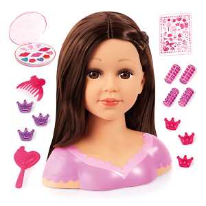 Bayer Schminkkopf Charlene brünett, glänzendes Haar, lange Wimpern,