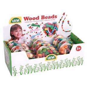 Lena Holzperlen in Herzdose, verschiedene Designs bunt gemischt,