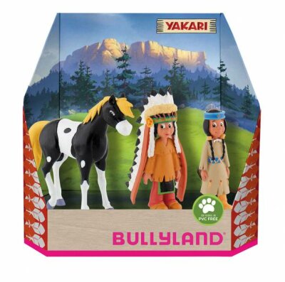 Yakari Geschenkset  3 Figuren, Figuren: Indianer Yakari, Regenbogen und kleiner Donner,, frei von PVC und Weichmachern, ab 3 Jahren, Bullyland,