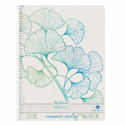 Herlitz Spiralblock A4 70 Blatt GREENline Ginkgo