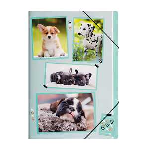 Pagna Gummizugmappe A3 PP xoxo Dogs 3 Einschlagklappen