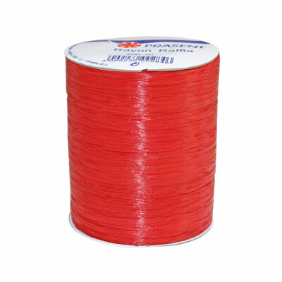 Naturbastbandrolle  100m Rayon Raffia rot, Präsent