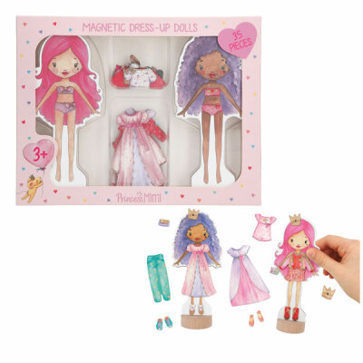 Princess Mimi Magnetische  Anziehpuppen, 2 magnetische Anziehpuppen,, mit 35 Teilen Kleidung und Accessoires,, ab 3 Jahren, Depesche