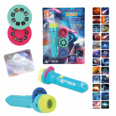 Taschenlampe Monster Cars  Spacefun mit Bildeffekten, 3 verschiedenen Bilderscheiben zum einlegen,, mit 24 Weltallmotiven, 3 Batterien LR44 enthalten,, ab 4 Jahren, Depesche