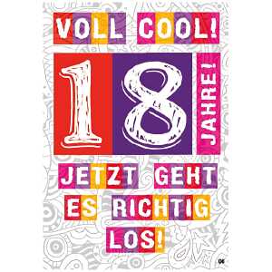 Musikkarte Überraschung Motiv 6, Voll cool! 18 Jahre! Jetzt geht...