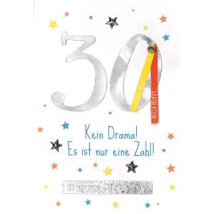 Designers Klappkarte Motiv 3, 30-Kein Drama! Es ist nur eine Zahl!...