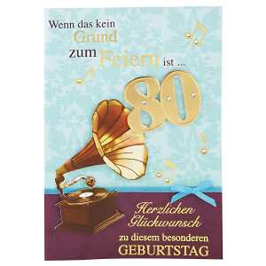 Designers Klappkarte Motiv 9, 80-Wenn das kein Grund zum Feiern ist...