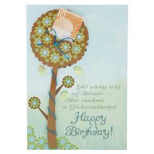 Designers Klappkarte Motiv 31, Geld wächst nicht auf Bäumen..Aber ...