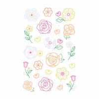 Sticker Neon  Colourful Line Flowers, 1 Bogen, Rössler