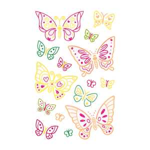 Sticker Neon Colourful Line Butterfly, 1 Bogen, Rössler